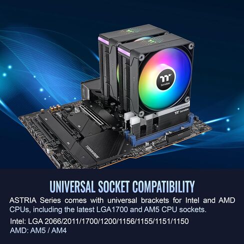 Thermaltake ASTRIA 600 ARGB CPU Cooler, Comaptible with latest Intel LGA 1700 and AMD AM5 CPU, Dual Tower, 265W TDP cooling power, CL-P121-CA12SW-A in Saudi Arabia