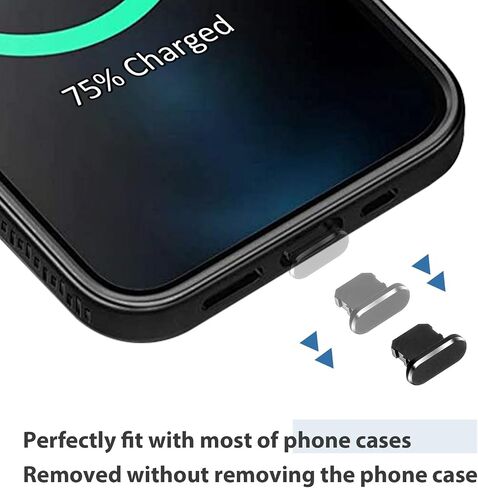6Pcs USB C Dust Plug, Dust Plug Compatible with Mobile Phone and flat,0.95 * 0.74cm Charging Port Protector Cap with 1Pcs Cleaning Brush for All USB C Devices（ Black） in Saudi Arabia