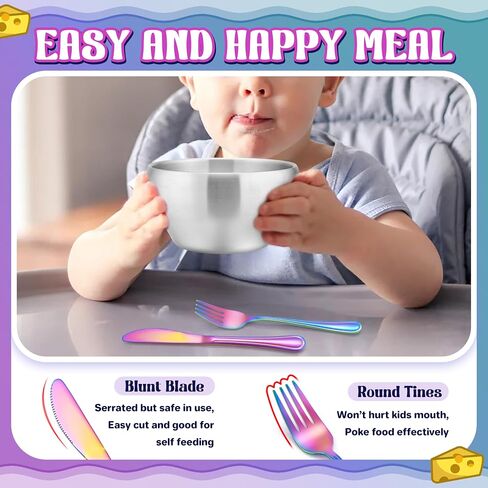 HaWare 12-Piece Kids Silverware, Stainless Steel Toddler Utensils Flatware Set, Preschooler Eating Utensils Includes 4 Spoons 4 Forks 4 Knives, Metal Children Cutlery for Home School, Mirror Finished in Saudi Arabia