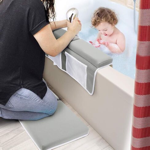 Kneeler Pad Elbow Support, Baby Bath Kneeler with Elbow Rest Set for Large Bathtub with Toy Organizer, Baby Bath Kneeler in Saudi Arabia
