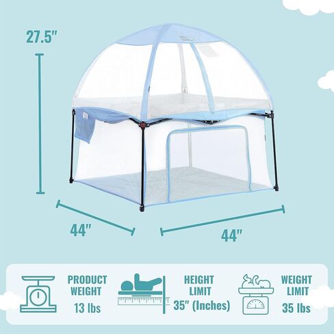 Ziggy Square Playpen with Canopy | Baby Playpen | Portable and Lightweight | Playpen for Babies and Toddler | Black & White in Saudi Arabia