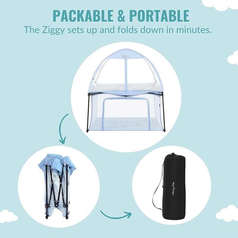 Ziggy Square Playpen with Canopy | Baby Playpen | Portable and Lightweight | Playpen for Babies and Toddler | Black & White in Saudi Arabia