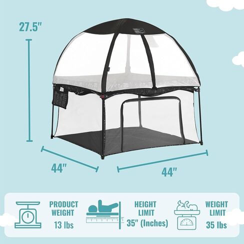 Ziggy Square Playpen with Canopy | Baby Playpen | Portable and Lightweight | Playpen for Babies and Toddler | Black & White in Saudi Arabia