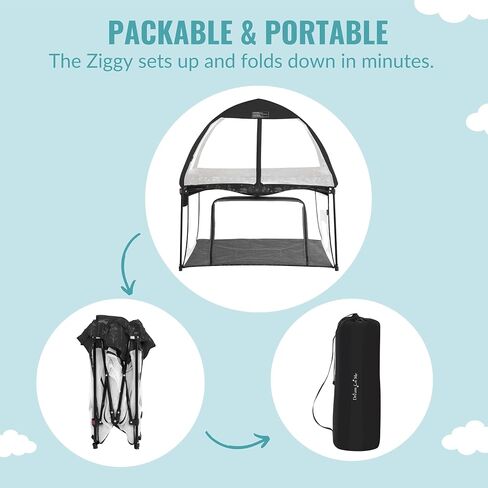 Ziggy Square Playpen with Canopy | Baby Playpen | Portable and Lightweight | Playpen for Babies and Toddler | Black & White in Saudi Arabia