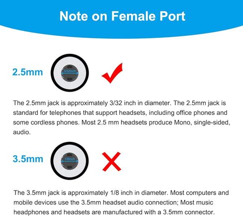 محول سماعة رأس لسماعة رأس 2.5 مم، مقبس أنثى 2.5 مم إلى كابل توصيل ذكر RJ9 محول هاتف متوافق مع هواتف Cisco IP 6945 7940 7942 7945 7960 7962 7965 7811 7821 7841 8811 8841 8845 8851 in Kuwait