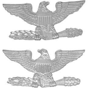 Smith & Warren 3/4"H Colonel Eagles Collar Brass Rank Insignia Silver Finish Police Fire Military Uniform Pin