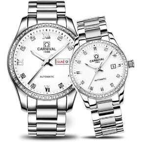 Gosasa Couple Automatic Mechanical Watch Sapphire Glass Stainless Steel Watch Men and Women Her or His Gift Set of