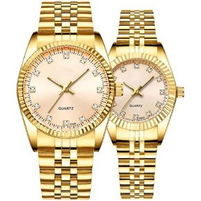 Couple Watches Fashion Silver Stainless Steel Pair Watches Men and Women Matching Quartz Wrist Watches Gifts Set of 2