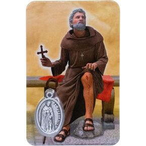 VILLAGE GIFT IMPORTERS Holy Figure Prayer Card with Medal | Saint Prayer and Medal | Italian prayer cards with medals 24 style to choose from (St. Joseph)