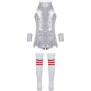 KKmeter Kids Girls Cheerleading Outfit Sleeveless Crop Top with Skirts School Dance Cheer Leader Uniform Cosplay Costumes