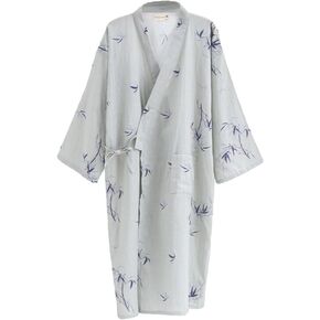 ZooBoo Japanese Kimono Nightgown Bathrobe - Cotton Spring Summer Robe Lightweight Thin Sleepwear for Women Men