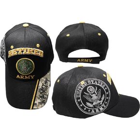 Retired Army Black w/ Seal Embroidered Baseball Cap Hat USA US Military