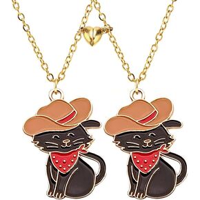 Best Friend Friendship Necklace for Women Men Cute Black White Dog Cat Necklace Girls BFF Necklace for 2 Jewelry