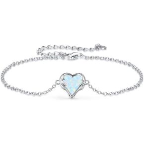 كونبو سوار اوبال على شكل قلب من الفضة الاسترلينية 925، اساور اجنحة الملاك للنساء، سوار انيق بدلاية على شكل قلب اوبال قابل للتعديل ومضاد للحساسية، مجوهرات اوبال هدايا للبنات in Kuwait