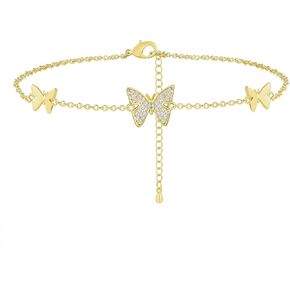 LAZLUVU Honey Bee Butterfly Ankle Bracelets for Women Girls 18K Gold Plated Pearl Bumblebee Cuff Bangle Bracelet Dainty Bead Boho Summer Beach Foot Anklet Bracelets Initial Animal Mother's Day Christmas Jewelry Gift