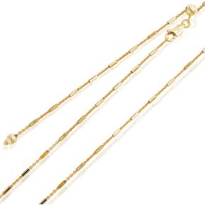 SEA OF ICE Sterling Silver 1mm Diamond-Cut Bar Station Rolo Chain Adjustable Necklace For Women, Size 22" Italy