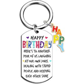 Ibiwe Best Friend Birthday Gifts For Friends Funny Keychain For Bestie Friends Sister Brother Coworker Gifts For Her Him Birthday Party Friendship Gifts Happy Birthday Keyrings, Silver, S in Kuwait