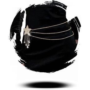 Formery Sparkly Rhinestone Star Body Waist Chain for Women Multilayered Crystal Tassel Body Jewelry Belly Chains Nightclub Party Bikini Accessories