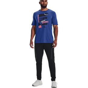 Under Armour Men's UA Blue Black Headquarters Short Sleeve Active Loose Fit Shirt Tee Top X Large XL
