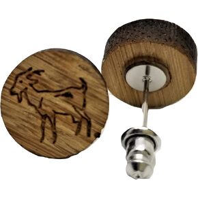 Goat Earrings - Wood Emblem - Stud Post Earrings - Pair!