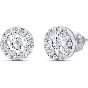 SAVEARTH DIAMONDS Moissanite Stud Earrings 3ct 18K Gold Plated 925 Sterling Silver Screw Back, Lab Created Round Cut Brilliant D Color VVS1 Clarity Moissanite Diamond Earrings Studs for Women Men