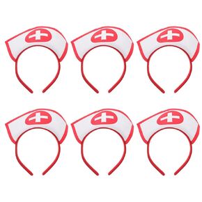 FRCOLOR Halloween Nurse Cosplay Headbands 6pcs Halloween Nurse Hat Headband Cosplay Masquerade Nurses Cap Headbands Hair Hoops Costume Accessories for Women