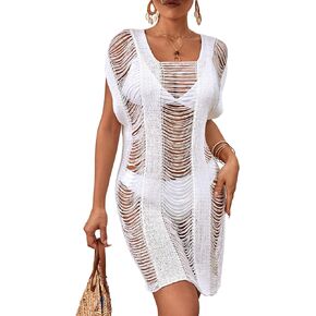 Eddoyee Crochet Cover Ups for Swimwear Women Hollow Out Knit Bikini Beach Dresses Sexy Swimsuit Coverup Summer Beach Outfits