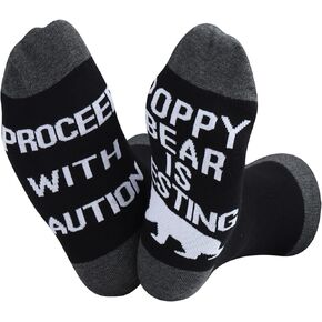 ZJXHPO Best Poppy Ever Crew Sock Proceed With Caution Poppy Bear Is Resting Novelty Sock Poppy Bear Sock