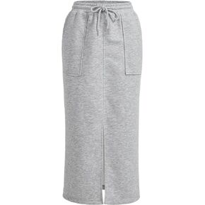 MakeMeChic Women's Casual Drawstring Waist Split Thigh Maxi Long Bodycon Cargo Skirts