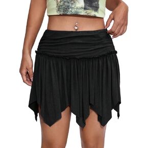 Milumia Women's Ruched Asymmetrical Hem Mini Skirt Y2k Trending A Line Short Skirts