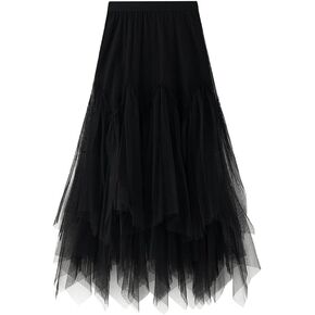 Womens Tulle Tutu Long Skirts Wedding Maxi Puffy Tulle Skirts Party Queen Evening Dress with Tulle Skirts