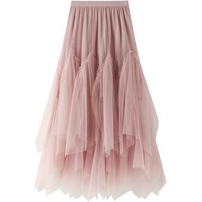 Womens Tulle Tutu Long Skirts Wedding Maxi Puffy Tulle Skirts Party Queen Evening Dress with Tulle Skirts