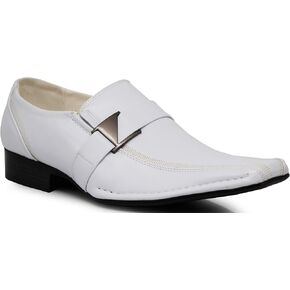 Enzo Romeo Stone Men's Dress Loafers Elastic Slip on with Buckle Fashion Shoes Runs Half Size Big