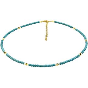 Turquoise Gold Choker 14" Dainty Beaded Necklace for Women Girls Jewelry Gifts