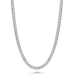 Rhinestone Zircon Diamond Tennis Chain Necklace, 16 Inches Long, 5mm Stones, Hypoallergenic, Waterproof & Tarnish Free
