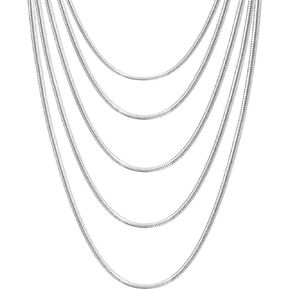 Zhx 3PCS/5PCS 925 Sterling Silver Snake Chains Necklaces 16" 18" 20" 22" 24" 26" 28" 30" ( multi-color ,5pcs 18 inch) (5pcs 22 inch, multi-color) in Kuwait
