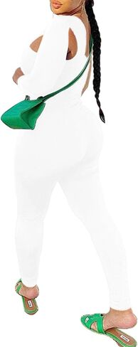 Azhong المرأة حللا مثير طويلة الأكمام كتف واحد قطع Bodycon ثوب فضفاض طويل in Kuwait