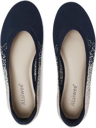 اتايوي حذاء مسطح عريض للنساء - حذاء صيفي مدبب بحزام على شكل حرف T قابل للتعديل. in Kuwait