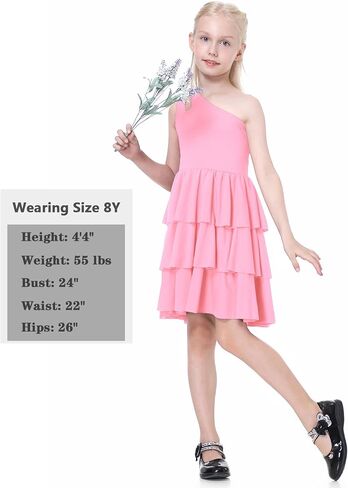 Girls Dresses One Shoulder Layered Cut Out Special Occasion Sleeveless A-Line Dress Party Birthday for Kids in Saudi Arabia