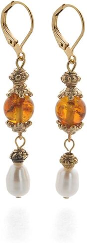 اقراط دانتيل كهرمان بلطيقي، لؤلؤ معدني من الاحجار الكريمة، كهرماني, لؤلؤ معدني من الأحجار الكريمة, عنبر in Kuwait