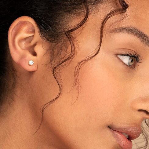 Stud Earrings Set, S925 Sterling Silver Post 14K Gold Plated Hypoallergenic Stud Earrings 5-10MM, Round Cubic Zirconia Stud Earrings for Women Men 3 Pairs Earrings Set in Saudi Arabia