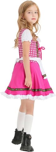 FYMNSI Kids Girls Oktoberfest Costume Traditional German Bavarian Maid Dirndl Dress with Apron Halloween Beer Festival Outfit in Saudi Arabia