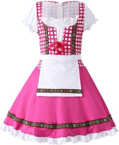FYMNSI Kids Girls Oktoberfest Costume Traditional German Bavarian Maid Dirndl Dress with Apron Halloween Beer Festival Outfit in Saudi Arabia