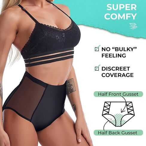 High Waisted Shapewear Period Undies, Reusable Period Underwear, Leak Proof Panties, Lace Tummy Control Panties (1 Pack) in Kuwait