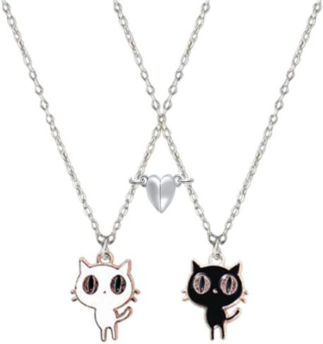 Best Friend Friendship Necklace for Women Men Cute Black White Dog Cat Necklace Girls BFF Necklace for 2 Jewelry in Kuwait