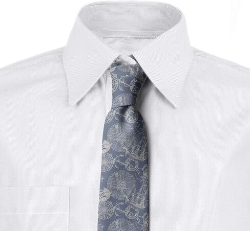 Ambesonne Nautical Necktie, Sail Boats Anchor Pirate Ship Wind Rose Adventure in the Ocean Retro Design, 3.7", Ivory Blue Grey in Saudi Arabia