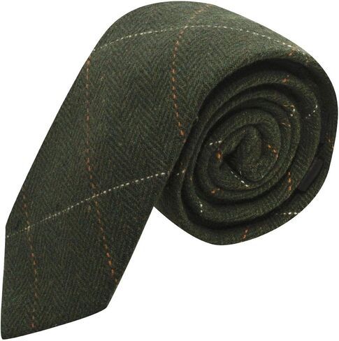 King & Priory Luxury Herringbone Forest Green Tweed Necktie, Mens NeckNecktie in Saudi Arabia