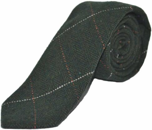 King & Priory Luxury Herringbone Forest Green Tweed Necktie, Mens NeckNecktie in Saudi Arabia