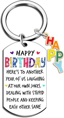 Ibiwe Best Friend Birthday Gifts For Friends Funny Keychain For Bestie Friends Sister Brother Coworker Gifts For Her Him Birthday Party Friendship Gifts Happy Birthday Keyrings, Silver, S in Kuwait