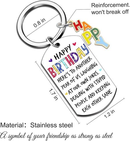 Ibiwe Best Friend Birthday Gifts For Friends Funny Keychain For Bestie Friends Sister Brother Coworker Gifts For Her Him Birthday Party Friendship Gifts Happy Birthday Keyrings, Silver, S in Kuwait